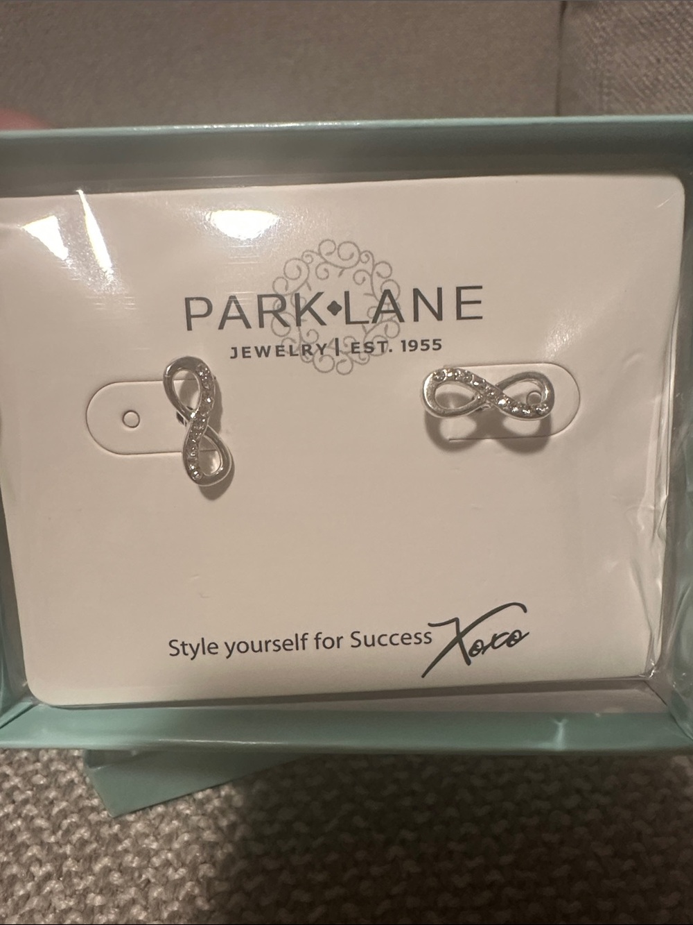 Park Lane Silver Infinity Crystal Stud Earrings